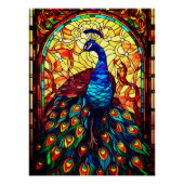 Mooie Peacock Glas in lood Wildlife Art Perfect Poster (Voorkant)