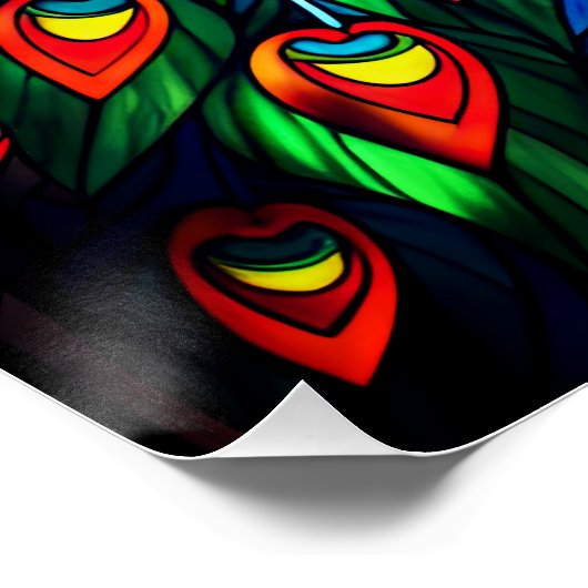 Mooie Peacock Glas in lood Wildlife Art Perfect Poster (Hoek)