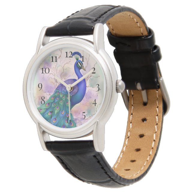 Mooie Peacock Horloge (Gekanteld)