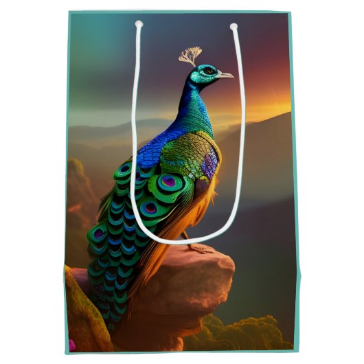 Mooie Peacock is verheugd over de dag Medium Cadeauzakje (Achterkant)