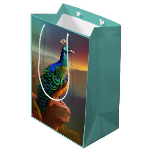 Mooie Peacock is verheugd over de dag Medium Cadeauzakje (Achterkant Gekanteld)