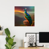 Mooie Peacock is verheugd over de dag Poster (Thuiskantoor)