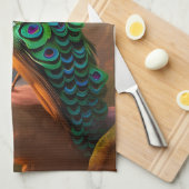 Mooie Peacock is verheugd over de dag Theedoek (Quarter Fold)