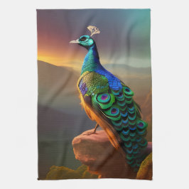 Mooie Peacock is verheugd over de dag Theedoek