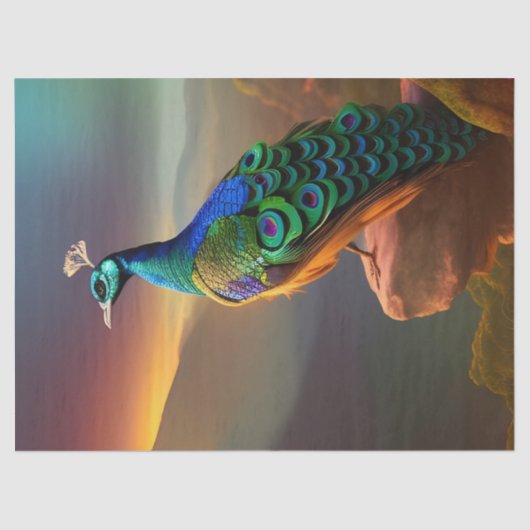 Mooie Peacock is verheugd over de dag Tissuepapier (Voorkant)