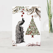 Mooie Peacock, kerstboomvakantie Kaart (Voorkant)