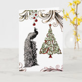 Mooie Peacock, kerstboomvakantie Kaart (Gele Bloem)