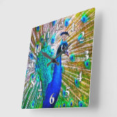 Mooie Peacock-klok of wijziging van uw foto Vierkante Klok (Hoek)