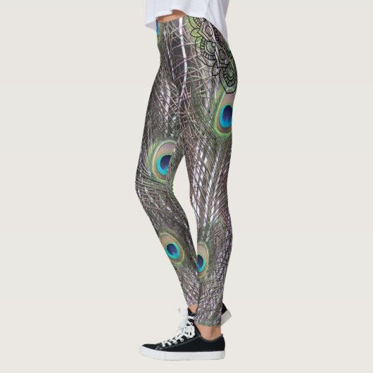 Mooie Peacock met open staart Leggings (Links)