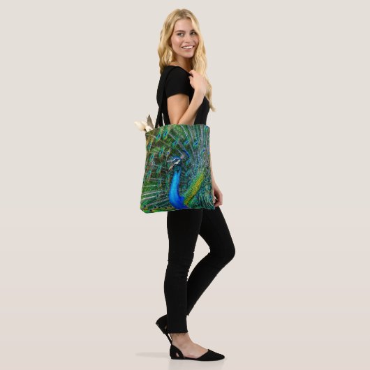 Mooie Peacock met open veren Tote Bag (Op model)