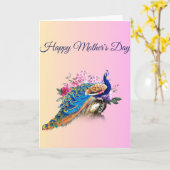 Mooie Peacock Moederdag Kaart (Gele Bloem)