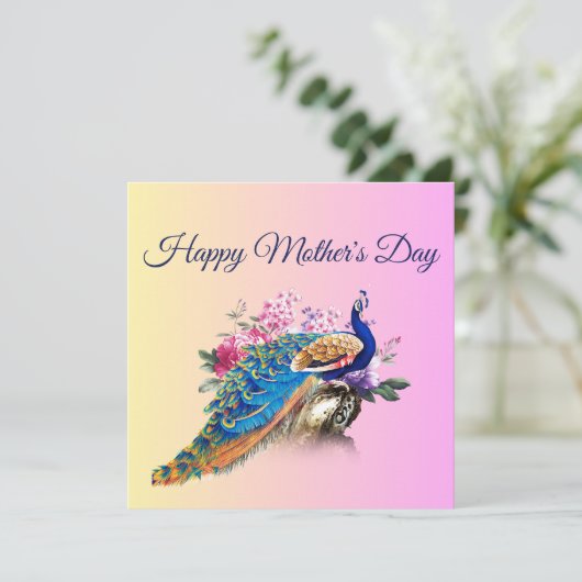 Mooie Peacock Moederdag Kaart (Staand voorkant)