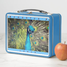 Mooie Peacock (persoonlijke naam) Metaal Lunch