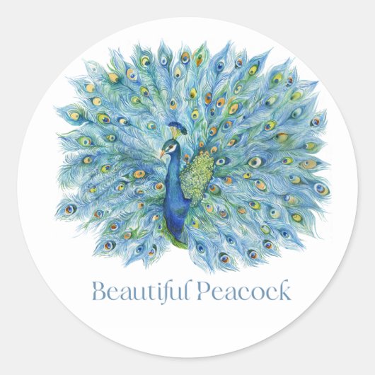 Mooie Peacock Ronde Sticker (Voorkant)