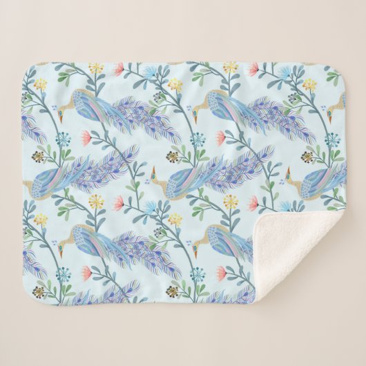 Mooie Peacock Sherpa Deken (Voorkant (horizontaal))