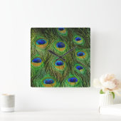 Mooie Peacock-veren Vierkante Klok (Huis)