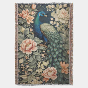Mooie Peacock William Morris geïnspireerd Floral Deken