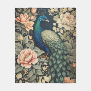 Mooie Peacock William Morris geïnspireerd Floral Fleece Deken