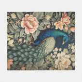 Mooie Peacock William Morris geïnspireerd Floral Fleece Deken (Voorkant (Horizontaal))