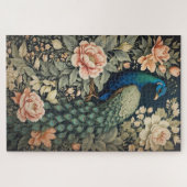 Mooie Peacock William Morris geïnspireerd Floral Legpuzzel (Horizontaal)