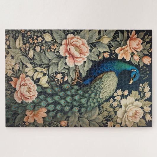 Mooie Peacock William Morris geïnspireerd Floral Legpuzzel (Horizontaal)