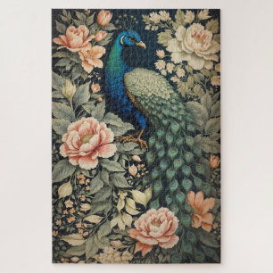 Mooie Peacock William Morris geïnspireerd Floral Legpuzzel