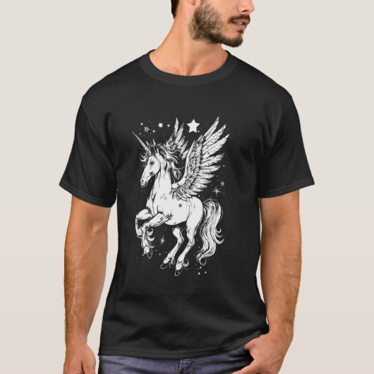 Mooie Pegasus Vleugelpaard Mythisch Grieks Schepse T-shirt (Voorkant)