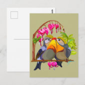 Mooie Pekin Robin Vogel Paar Briefkaart (Voorkant / Achterkant)