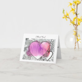 Mooie pen en inkt en waterverf valentine kaart