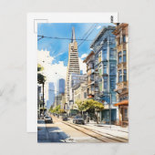 Mooie pen en inkt schets van San Francisco Briefkaart (Voorkant / Achterkant)