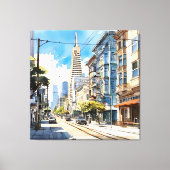 Mooie pen en inkt schets van San Francisco Canvas Afdruk (Voorkant)