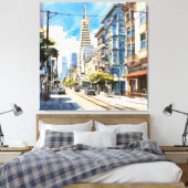 Mooie pen en inkt schets van San Francisco Canvas Afdruk (Insitu (Slaapkamer))