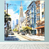 Mooie pen en inkt schets van San Francisco Canvas Afdruk (Insitu (Houten vloer))