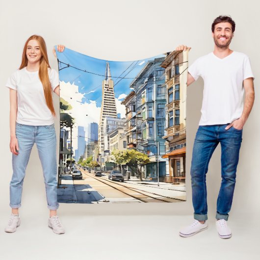 Mooie pen en inkt schets van San Francisco Fleece Deken (In situ)