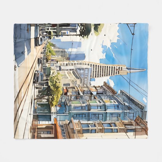 Mooie pen en inkt schets van San Francisco Fleece Deken (Voorkant (Horizontaal))