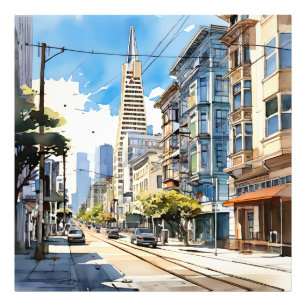 Mooie pen en inkt schets van San Francisco Foto Afdruk