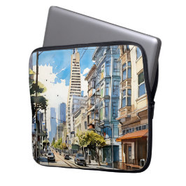 Mooie pen en inkt schets van San Francisco Laptop Sleeve