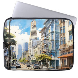 Mooie pen en inkt schets van San Francisco Laptop Sleeve
