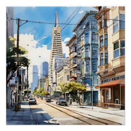 Mooie pen en inkt schets van San Francisco Perfect Poster