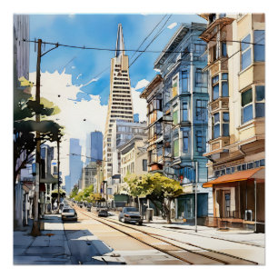 Mooie pen en inkt schets van San Francisco Perfect Poster