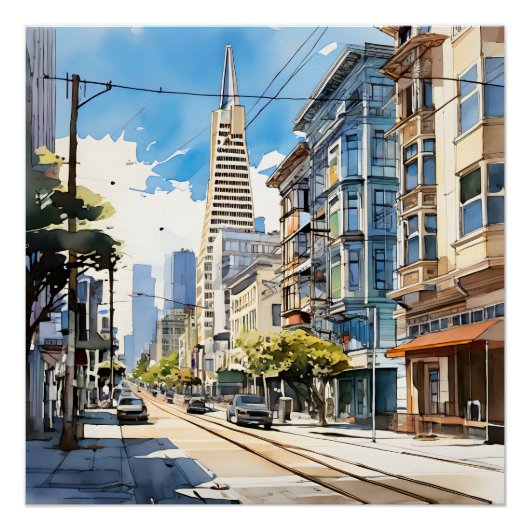 Mooie pen en inkt schets van San Francisco Perfect Poster (Voorkant)