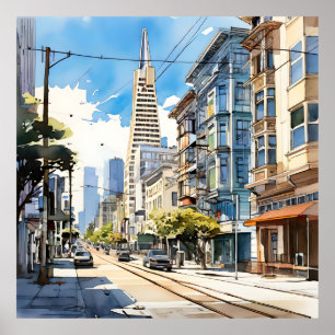 Mooie pen en inkt schets van San Francisco Poster