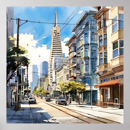 Mooie pen en inkt schets van San Francisco Poster (Voorkant)