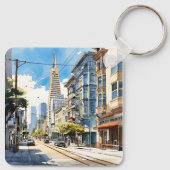 Mooie pen en inkt schets van San Francisco Sleutelhanger (Achterkant)