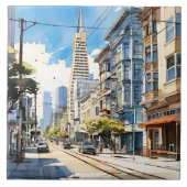 Mooie pen en inkt schets van San Francisco Tegeltje (Voorkant)