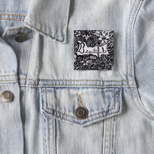 Mooie pen vierkante button 5,1 cm (In situ)