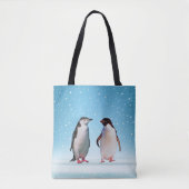 Mooie Penguin Couple op Light Blue Tote Bag (Voorkant)