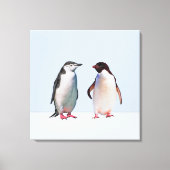 Mooie Penguin Couple op Light Periwinkle Blue Canvas Afdruk (Voorkant)