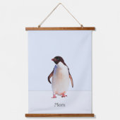 Mooie Penguin Couple op Light Periwinkle Blue Hangend Wandkleed (Voorkant 2)