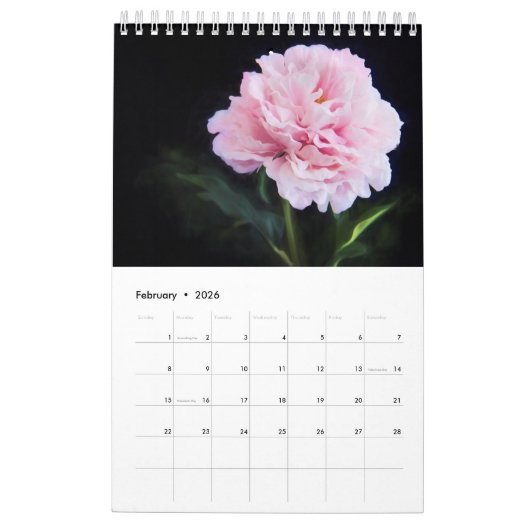 Mooie Peonies Wall Agenda Kalender (Feb 2026)